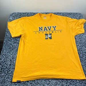 Jansport Navy Midshipmen Shirt Mens Extra Large XL Yellow Crew Neck Cotton NCAA